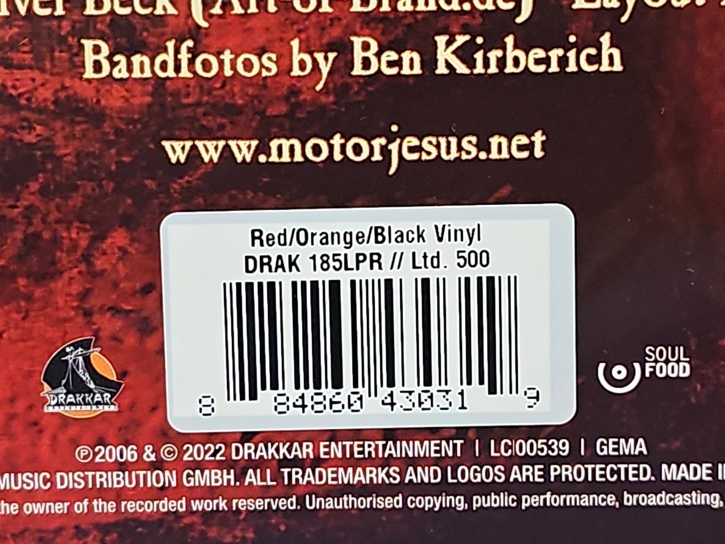 Motorjesus – Deathrider – LIMITED TO 500 RED/BLACK/ORANGE VINYL RECORD NEW