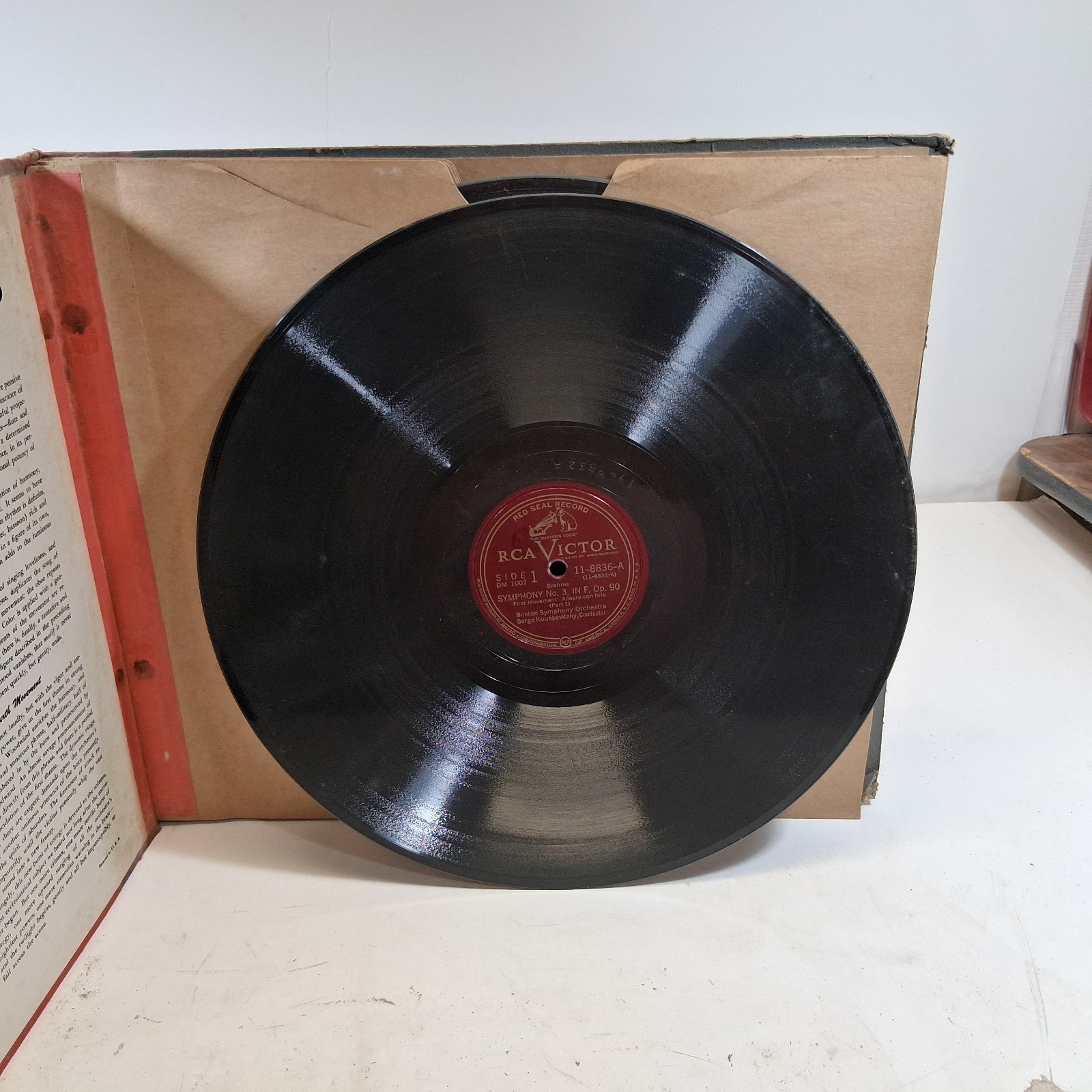 Brahms Symphony No 3 In F, Op.90 Record Vinyl 78RPM 12″ LP DM1007 Koussevitzky