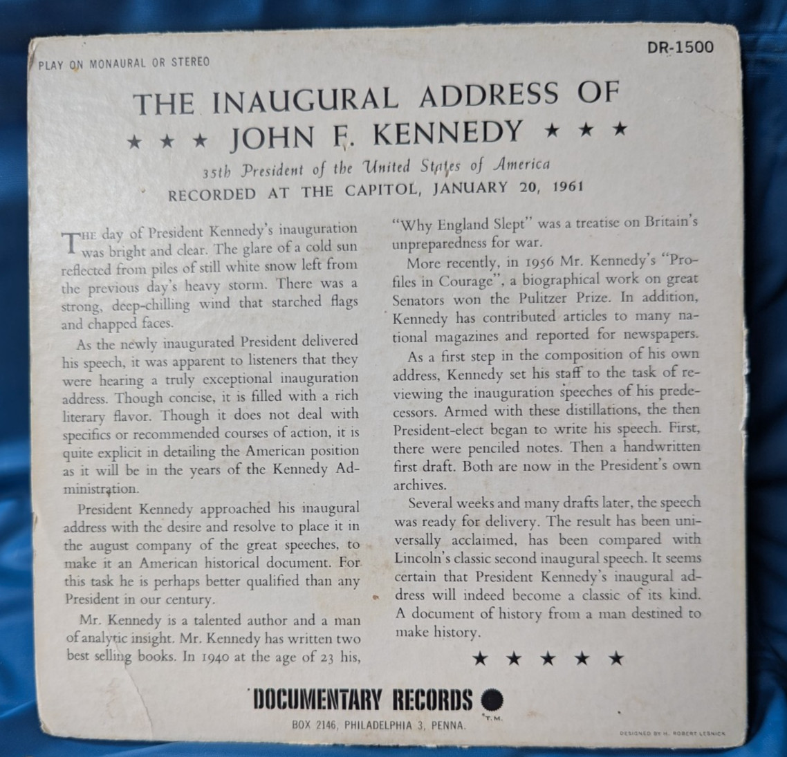 President John F Kennedy Lot of 2 7″ Records ~ Inagural Address & Memorial Album