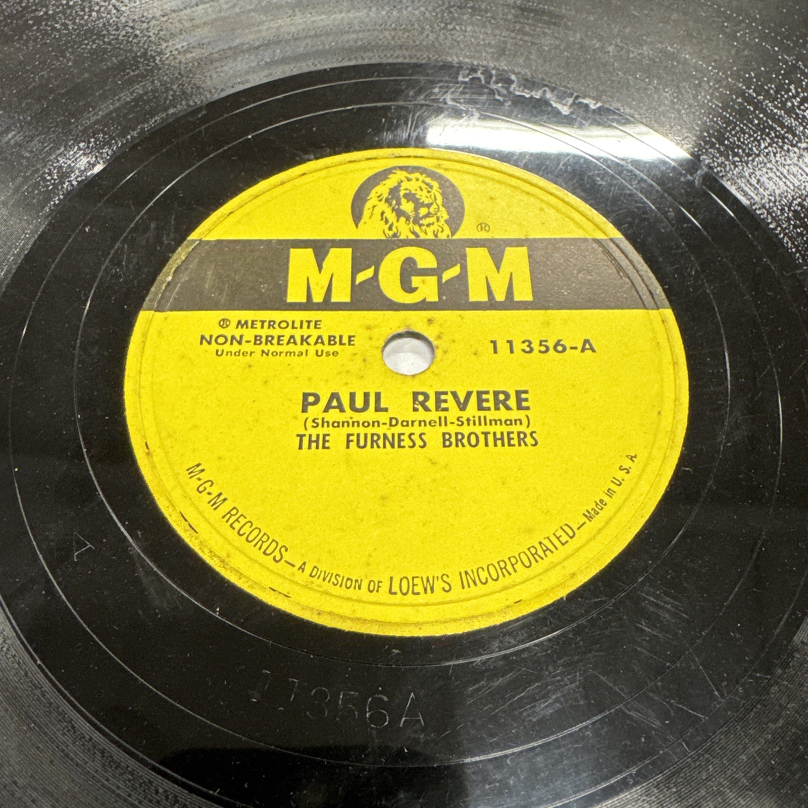 MGM 78 RPM The Furness Brothers – Paul Revere 11356 V+