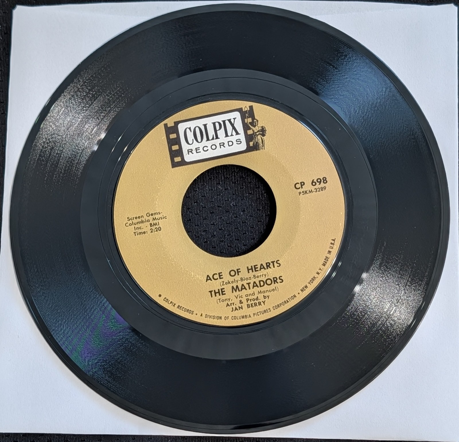THE MATADORS Ace Of f Hearts / Perfidia 7″ 45RPM Record 1963 Colpix CP 698