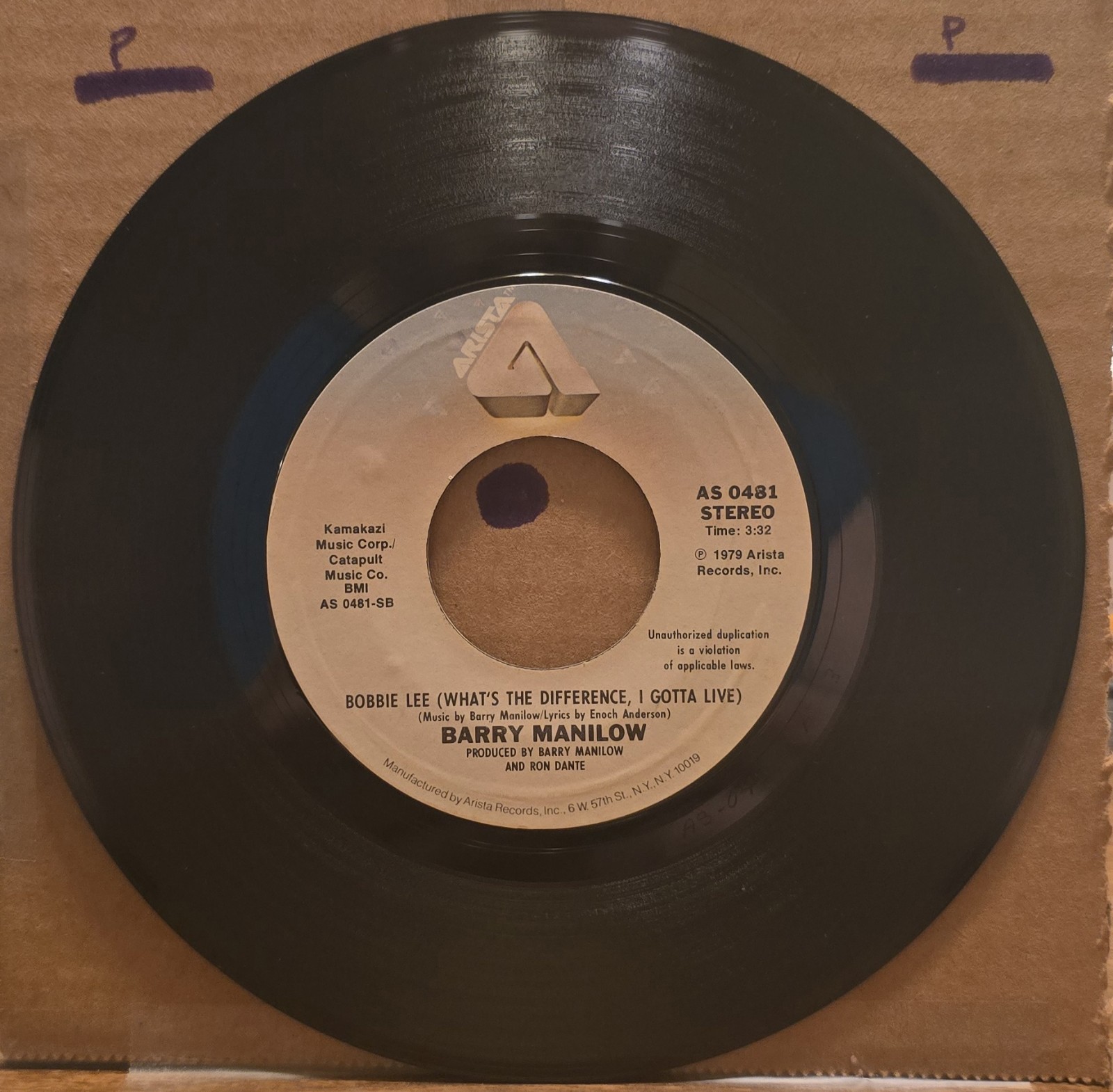 Barry Manilow – When I Wanted You/Bobbie Lee – ARISTA AS 0481 VG+ 45rpm