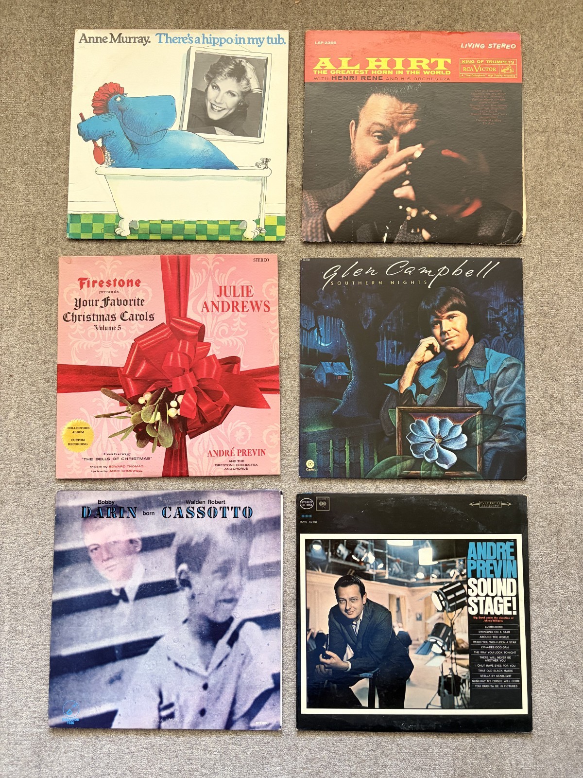 6 Vinyl LP Lot: Campbell, Murray, Darin, Hirt, Andrews, Previn