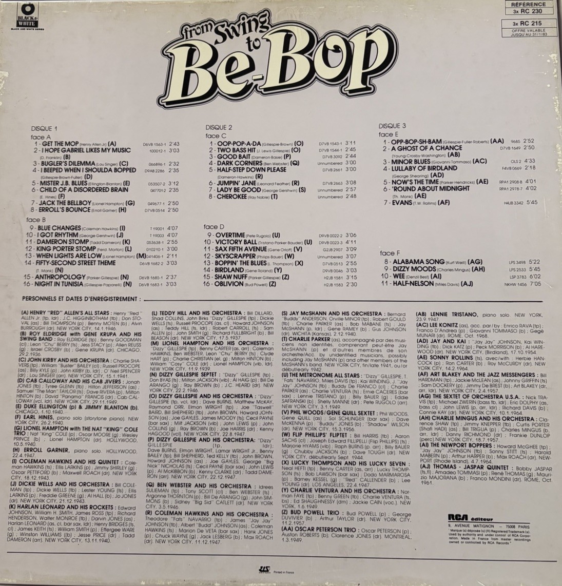 From Swing To Bebop/3Lp/RCA French Import W/Book!Rare/1982/Black & White/NM/VG+!