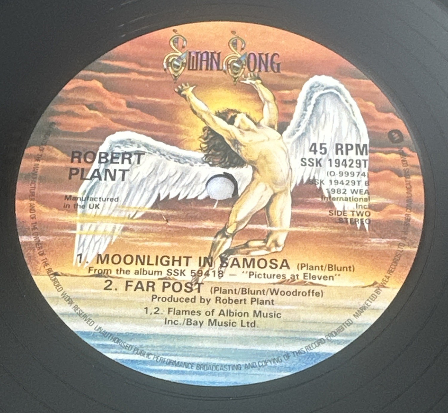 Robert Plant ~ Burning Down One Side ~ 12″ Single 1982 EX / EX Condition