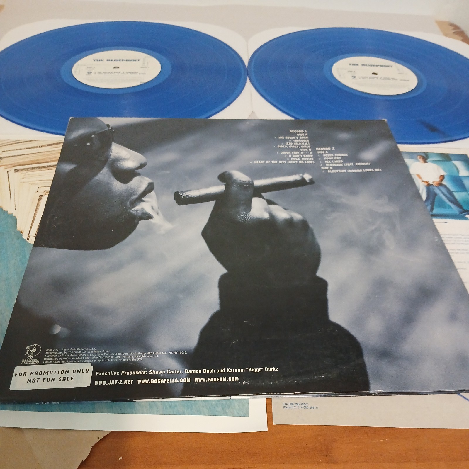Jay-Z The Blueprint 2lp Blue Vinyl 2001 1st PROMO Press LIMITED W/Insert VG+/NM-
