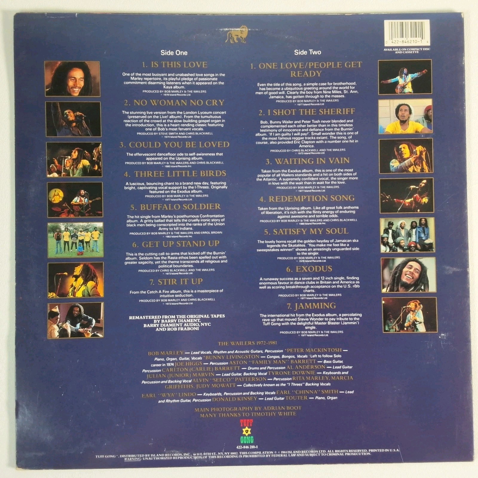 Bob Marley & The Wailers Legend Reggae Album Vinyl LP Island Tuff Gong 1984