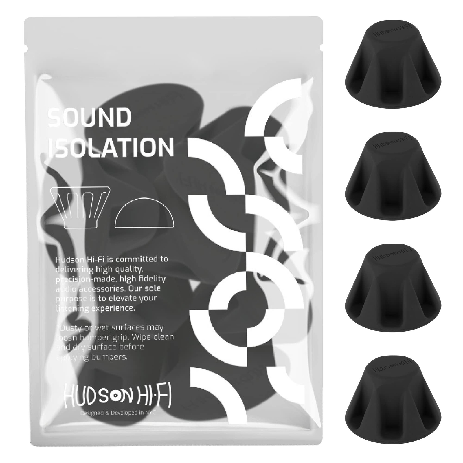 Hudson Hi-Fi Big Foot 1.5” Isolation Feet – Non-Adhesive Rubber Bumpers