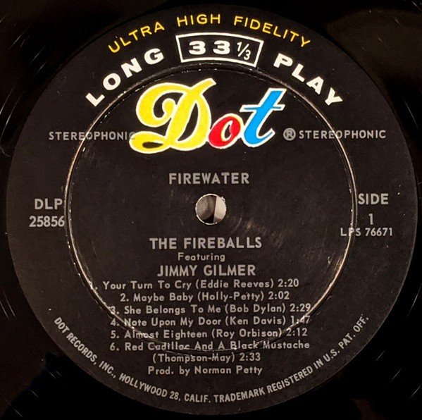 The Fireballs Featuring Jimmy Gilmer, Firewater!, (LP, Album, Ind), VG, 39343646