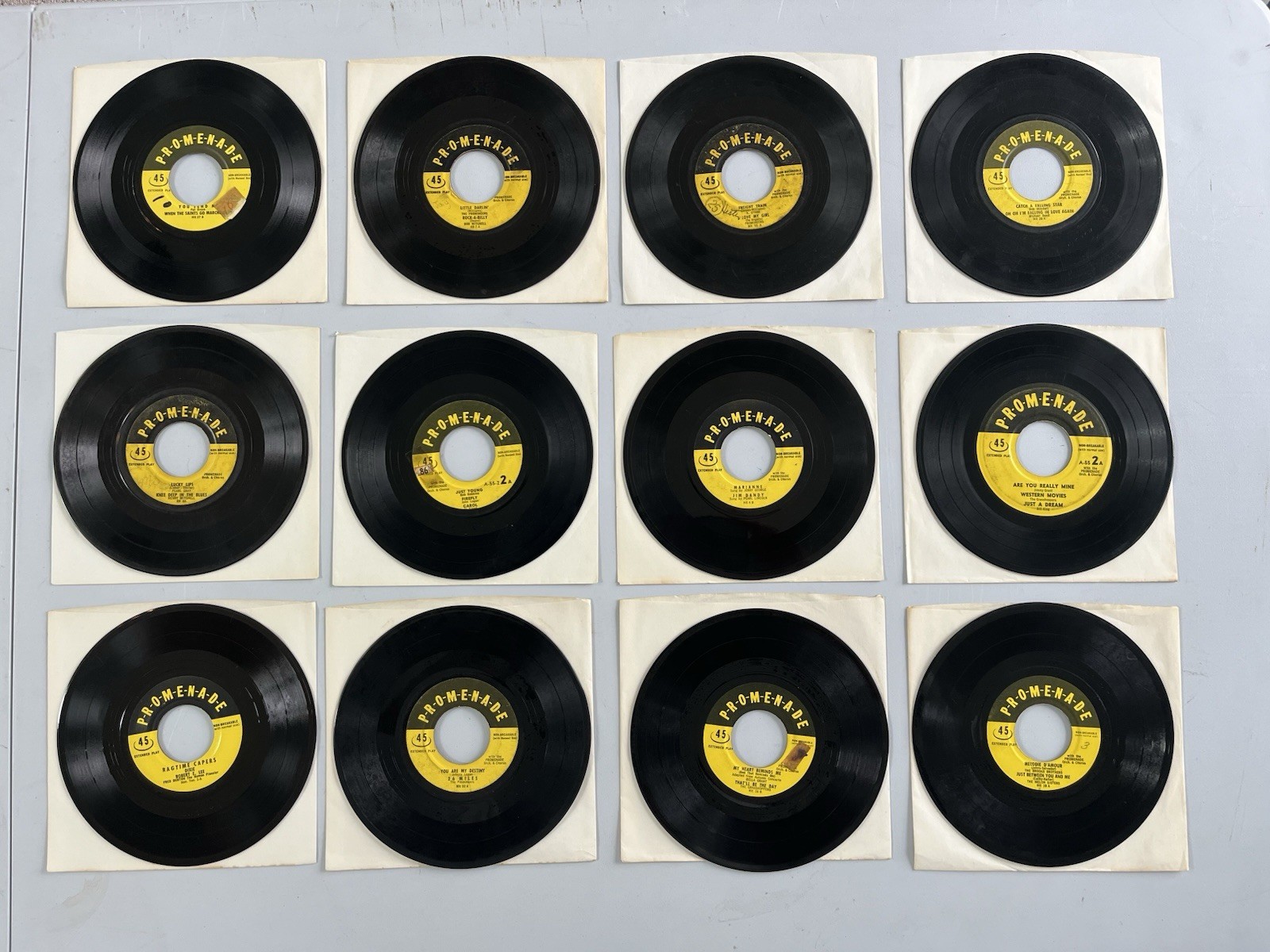 Lot of (12) P-R-O-M-E-N-A-D-E 1950s & 1960s Pop Rock 45 RPM Records – Lot #3