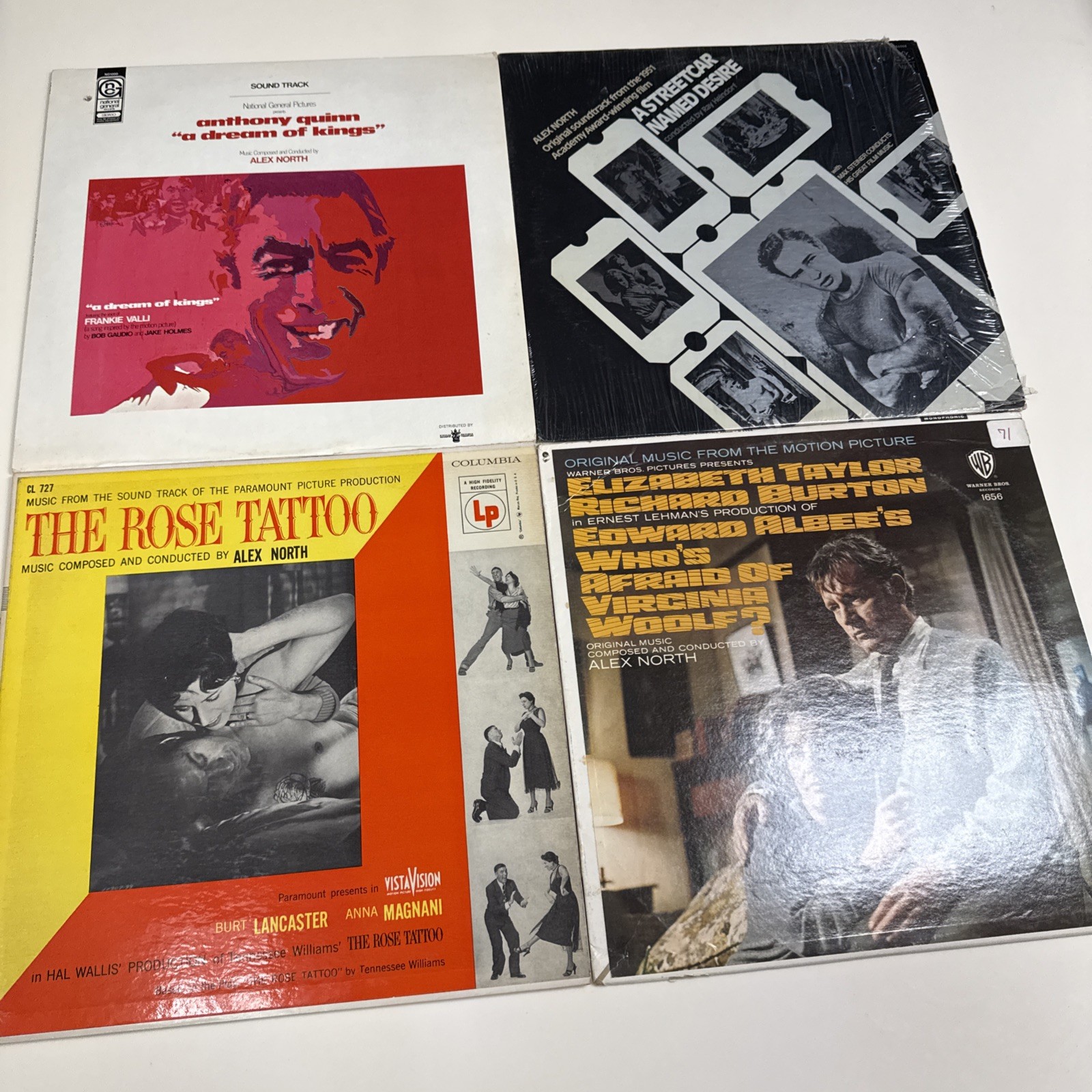 LOT of 4 ALEX NORTH SOUNDTRACK LPs – Rose Tattoo Streetcar Named Desire Et Al