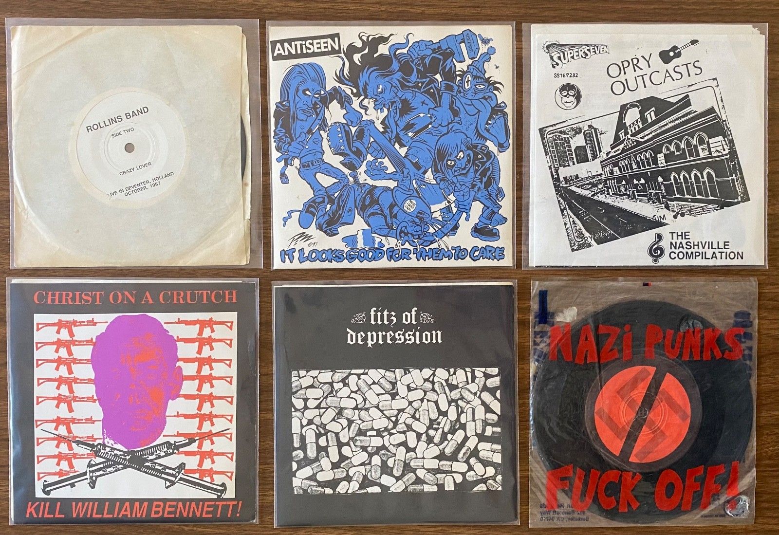 6 old Punk Rock Hardcore vinyl records lot Dead Kennedys Rollins Band Antiseen