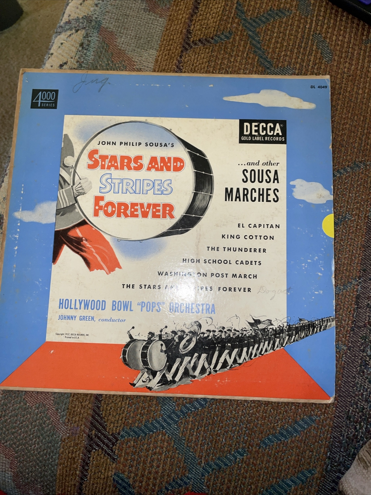 STARS AND STRIPES FOREVER–10″ VG+ 1952 SDK LP Decca Johnny Green