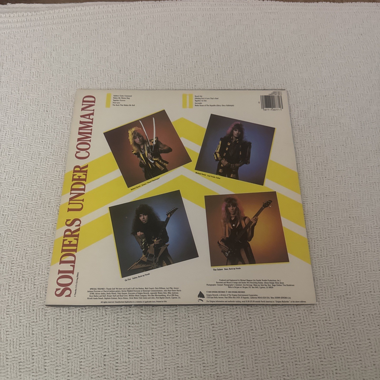 Stryper Soldiers Under Command LP Limited Edition White Vinyl 1985 1st Press