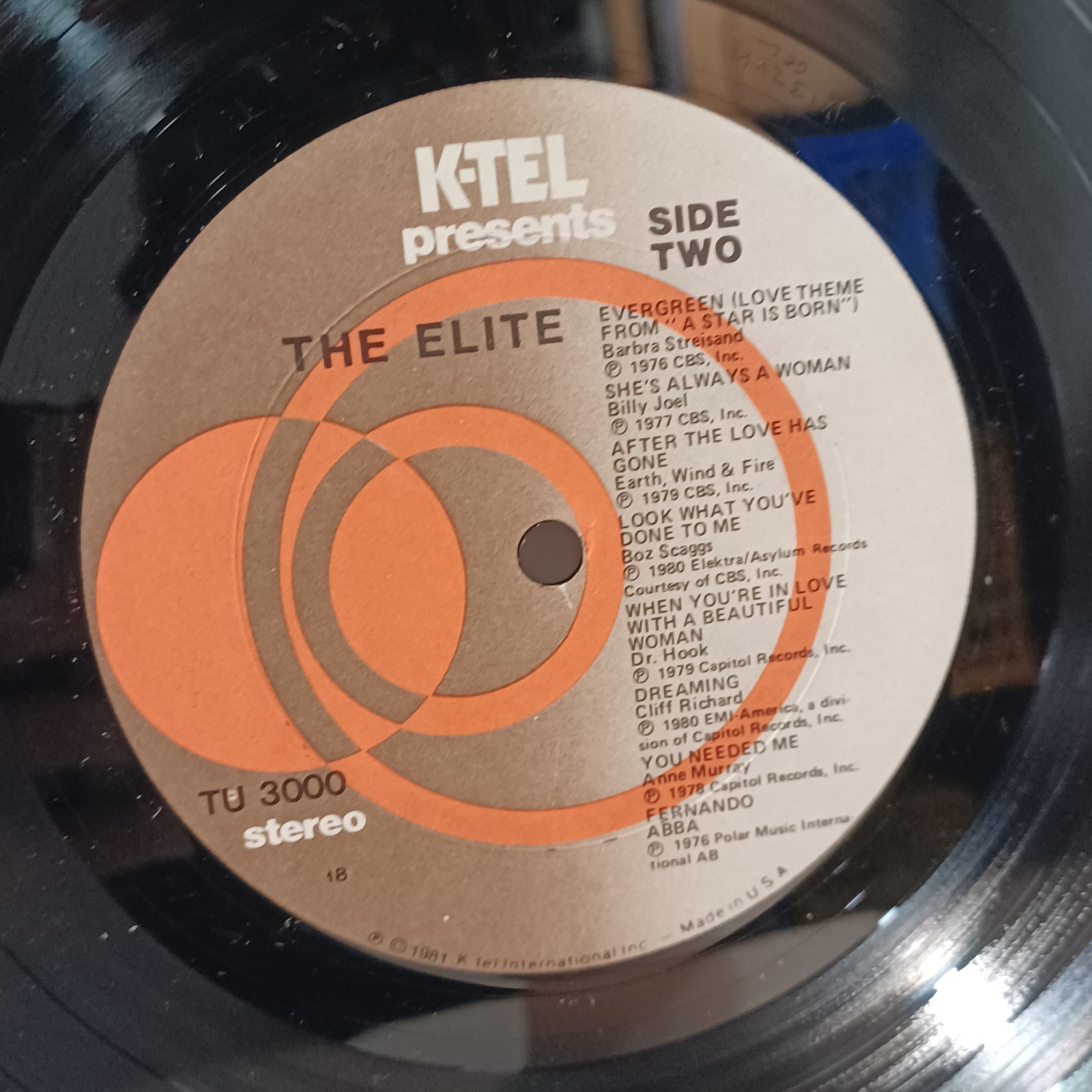 The Elite vinyl record Various Artists 1981 K-TEL TU 3000 VG+ / VG+