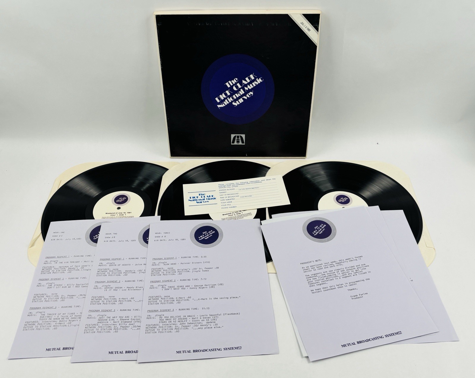Dick Clark National Music Survey 7/18/1981 Radio Show 3-LP Vinyl Mutual System