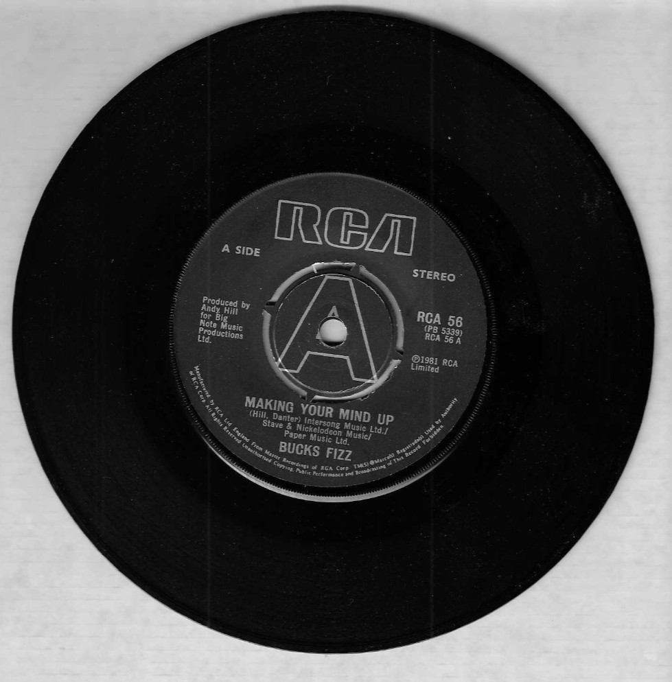 BUCKS FIZZ – MAKING YOUR MIND UP / DON’T STOP – 1981 7″ 45rpm VINYL RECORD