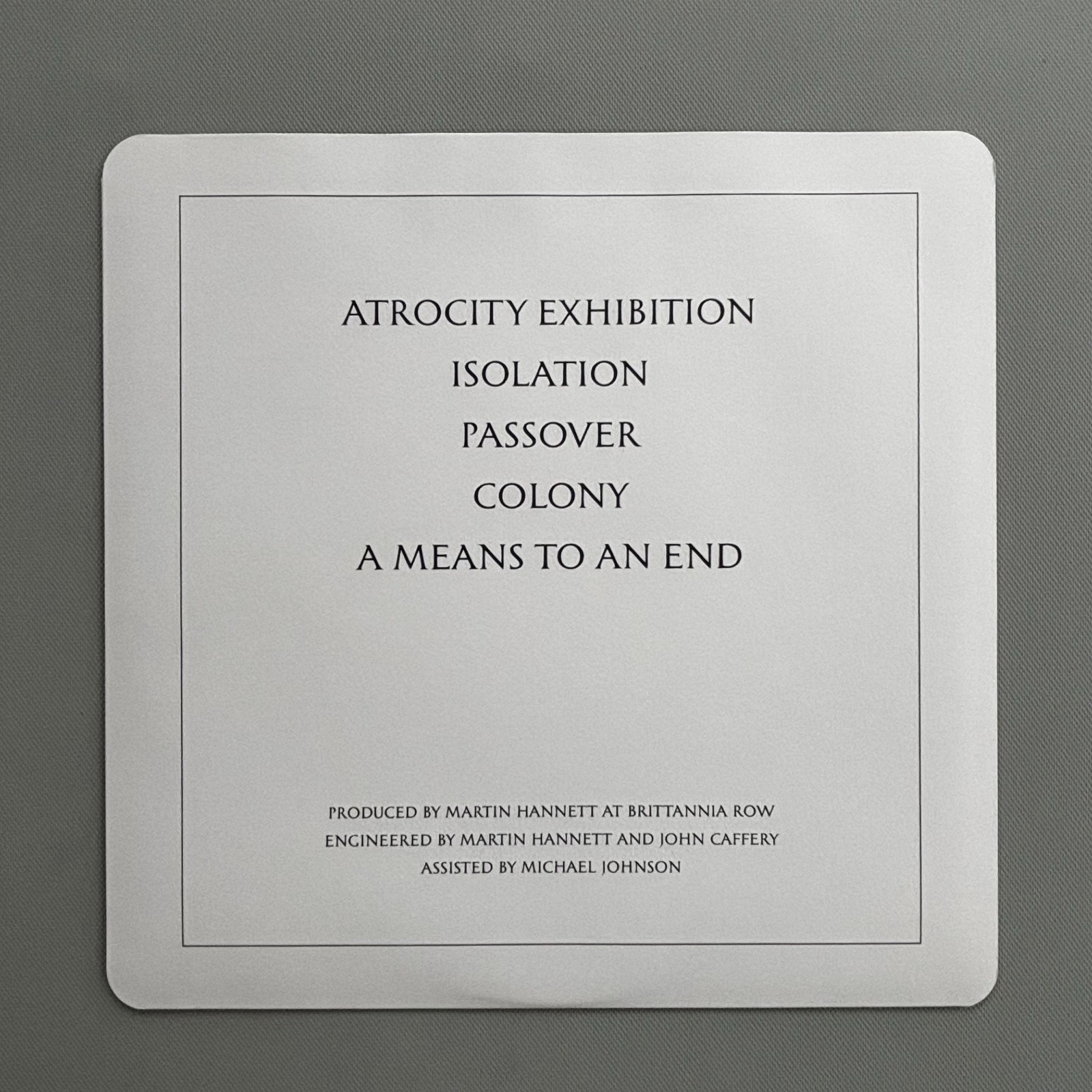 Joy Division – Closer – Tested Preowned Vinyl LP – 2015 Pressing