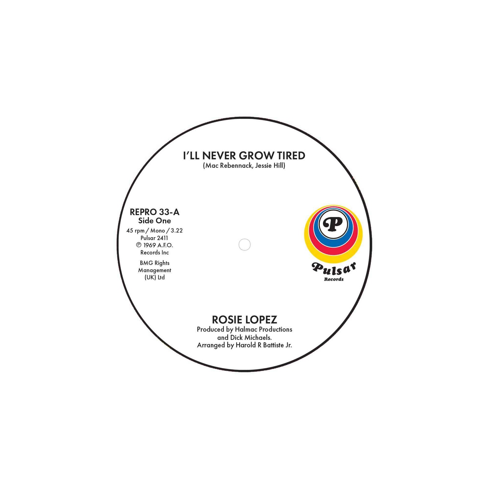 Rosie Lopez I’ll Never Grow Tired/Too Hot to Hold (Vinyl) 7″ Single (UK IMPORT)