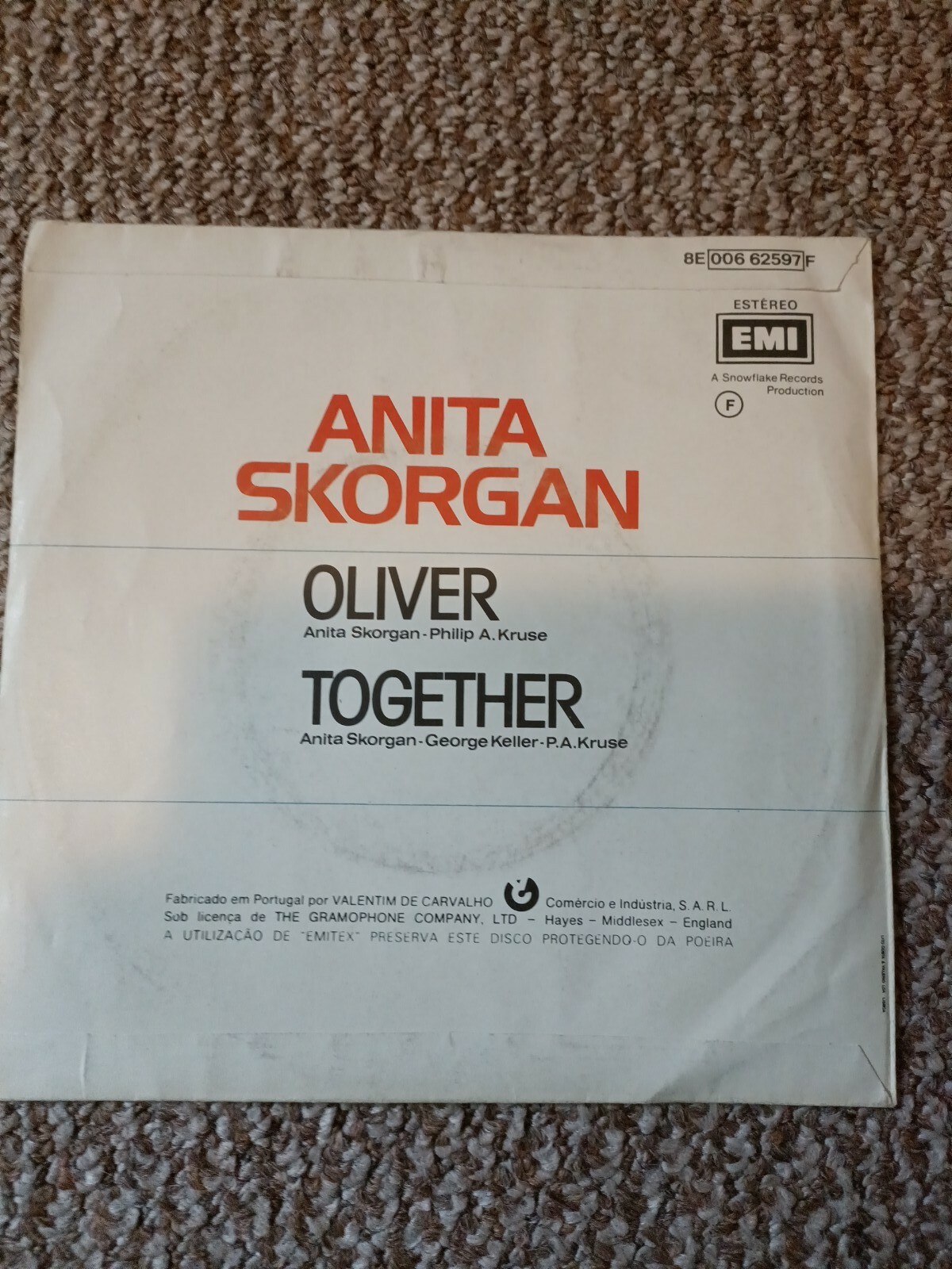 EUROVISION NO79 ANITA SKORGAN WHITE LABEL TEST PRESSING 7″