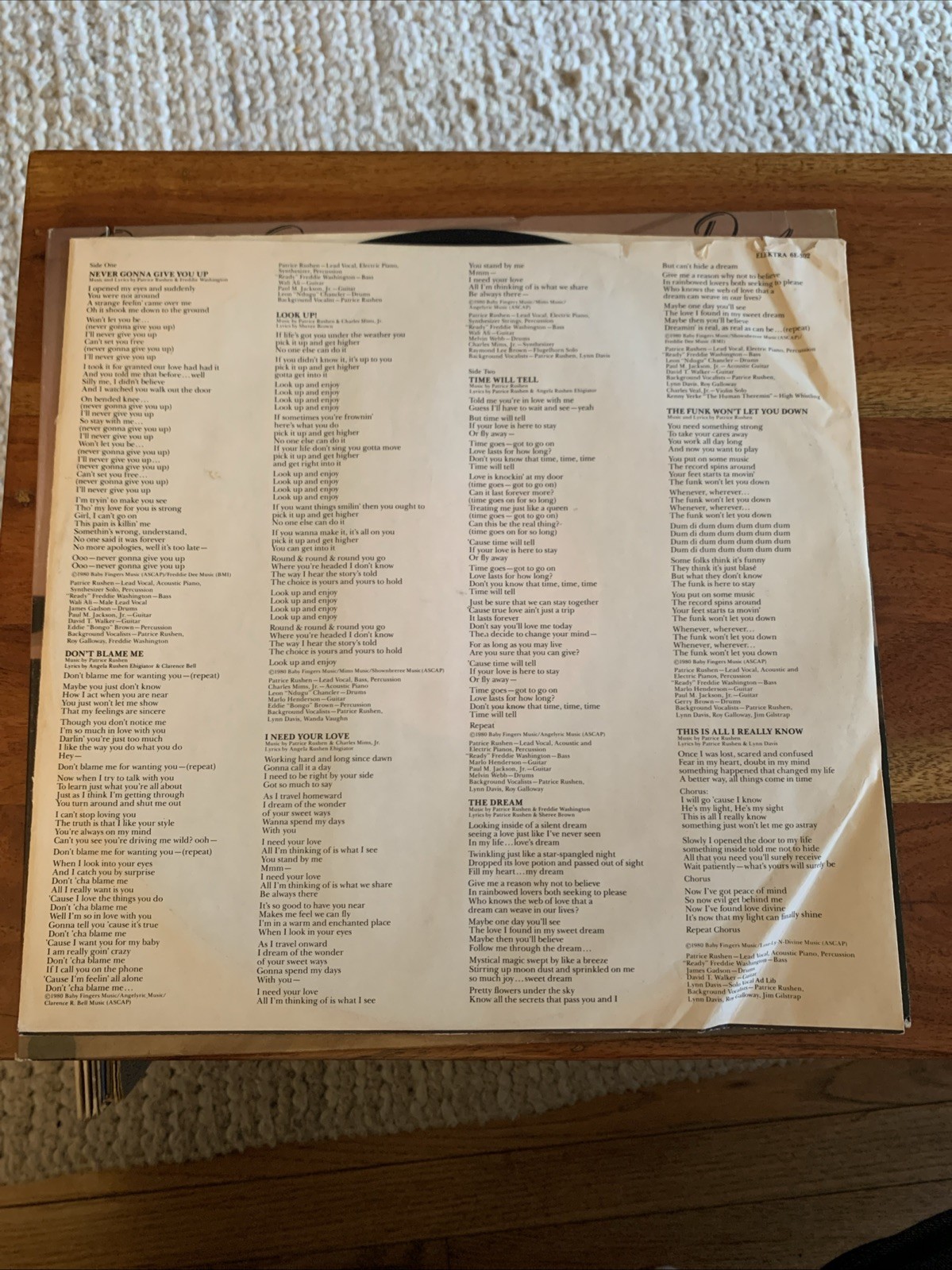 Patrice Rushen – Posh LP Inner [US Press] ELEKTRA Record Vinyl EX/VG+