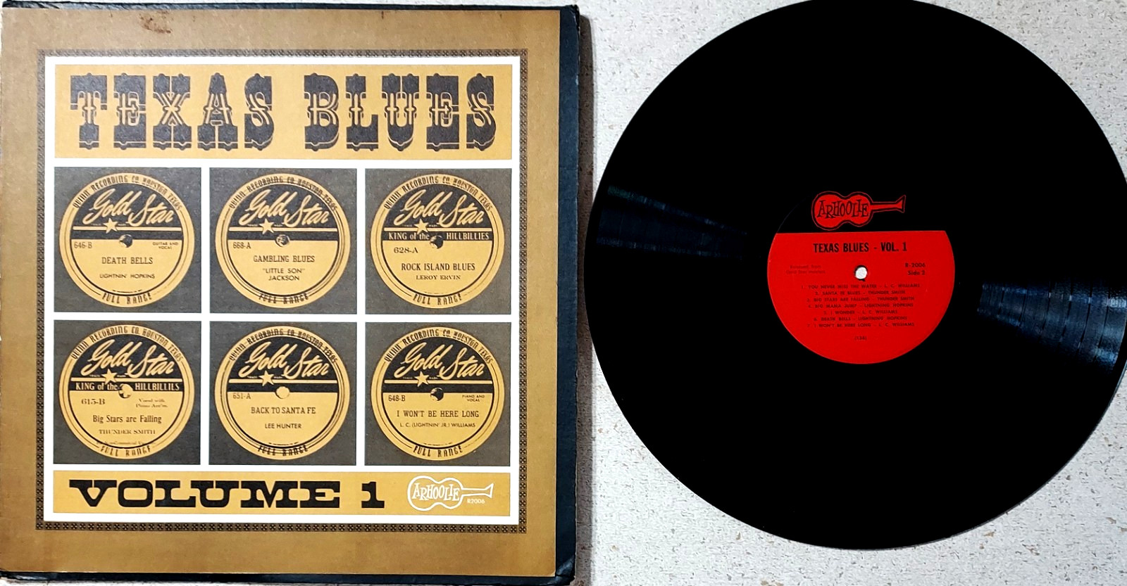 TEXAS BLUES LP: VOLUME 1 Arhoolie R2006 Gold Star: Hopkins, Lil’ Son Jackson etc