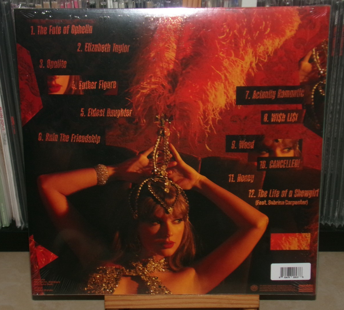 TAYLOR SWIFT THE LIFE OF A SHOWGIRL ORANGE & RED GOLD LP THE FATE OF OPHELIA