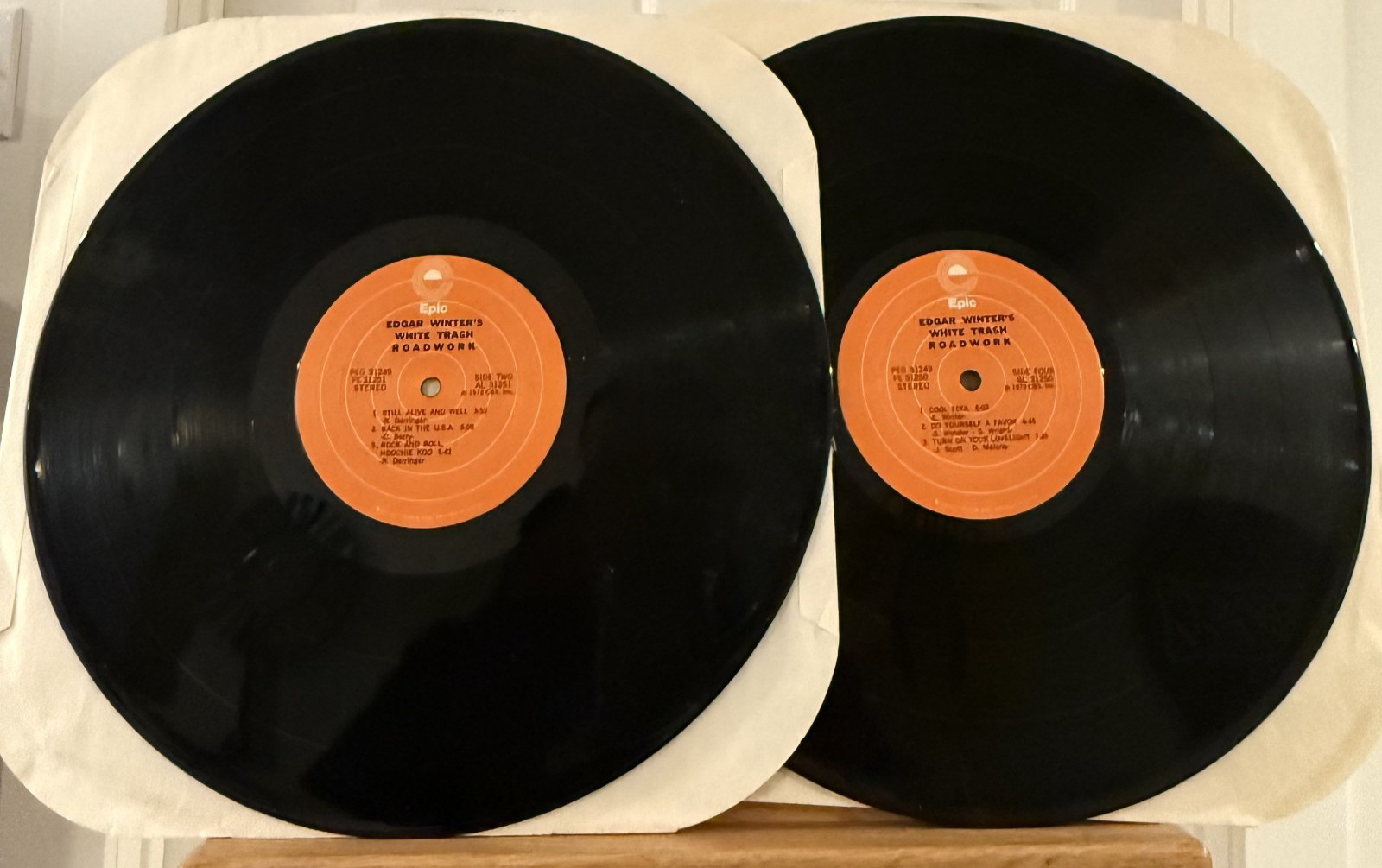 Edgar Winter’s White Trash Roadwork Vinyl 2 LP Epic PEG 31249 Rick Derringer EX