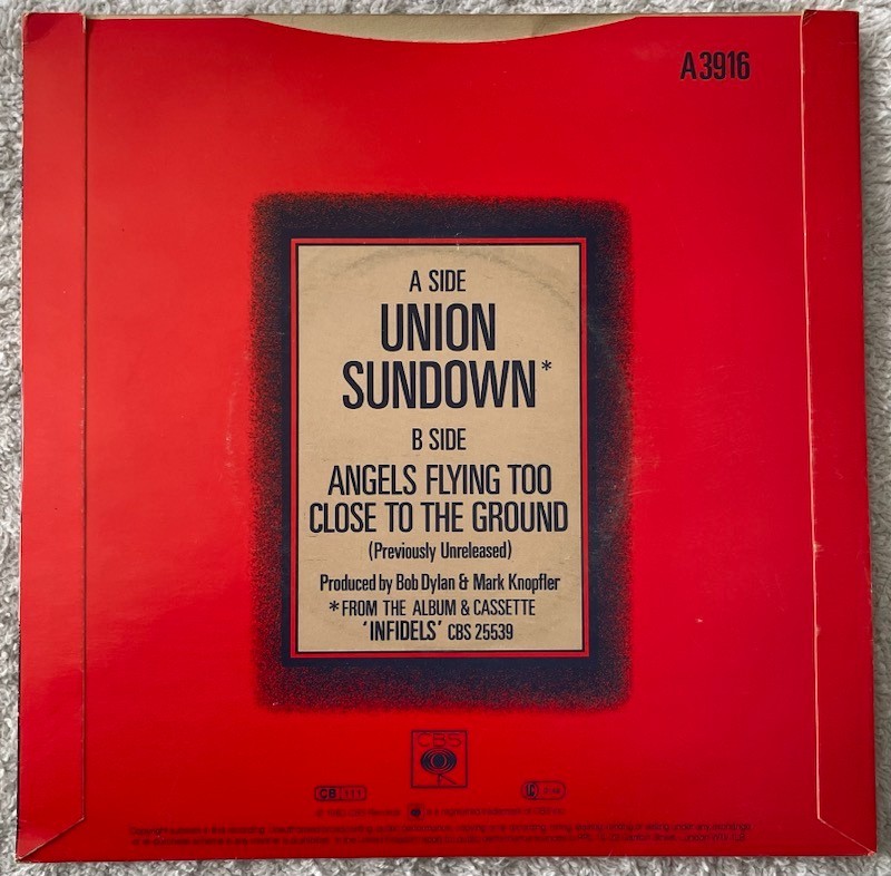 Bob Dylan – Union Sundown (1983) EX 7″ Vinyl VG+ Cover A3916