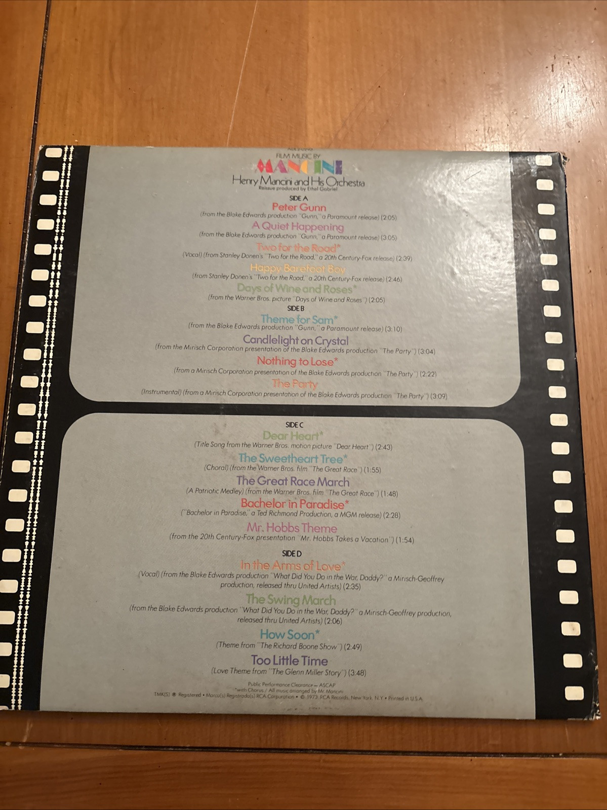 RCA CAMDEN 2 LP RECORD/HENRY MANCINI/FILM MUSIC BY MANCINI/ EX VINYL JAZZ