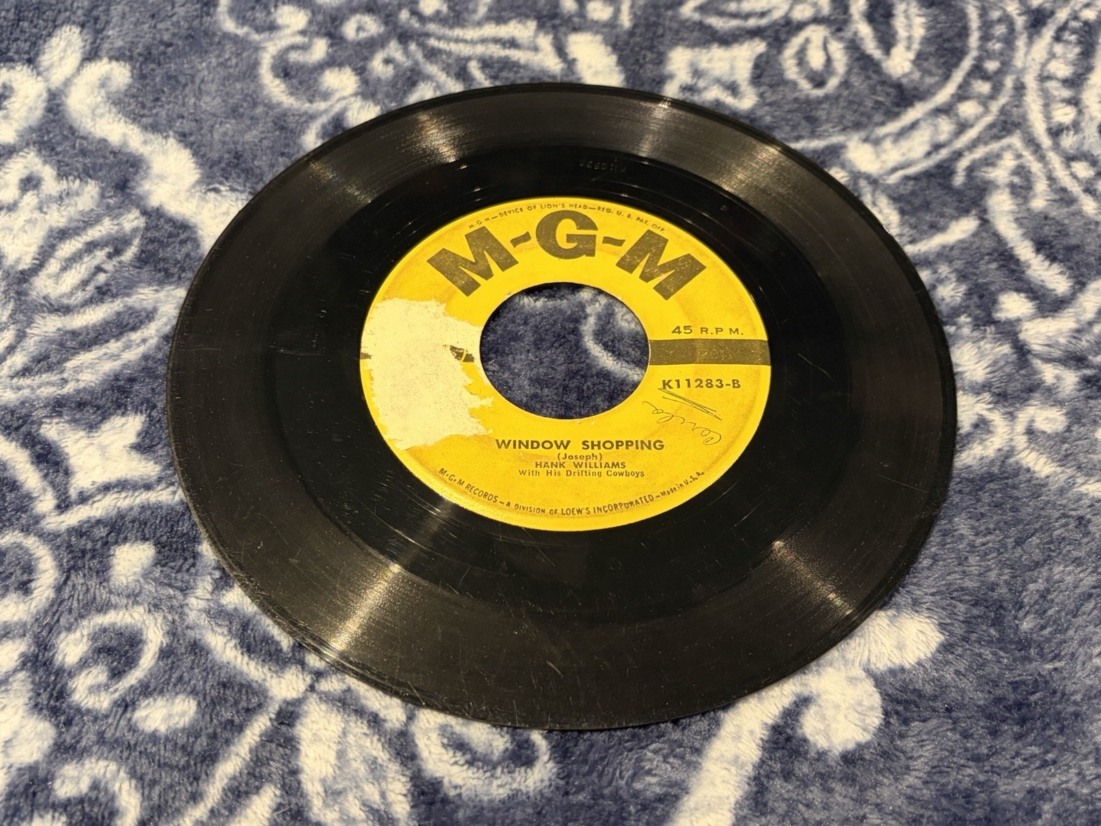 Hank Williams – Jambalaya (On The Bayou) / Window Shopping 1952 MGM Country 45