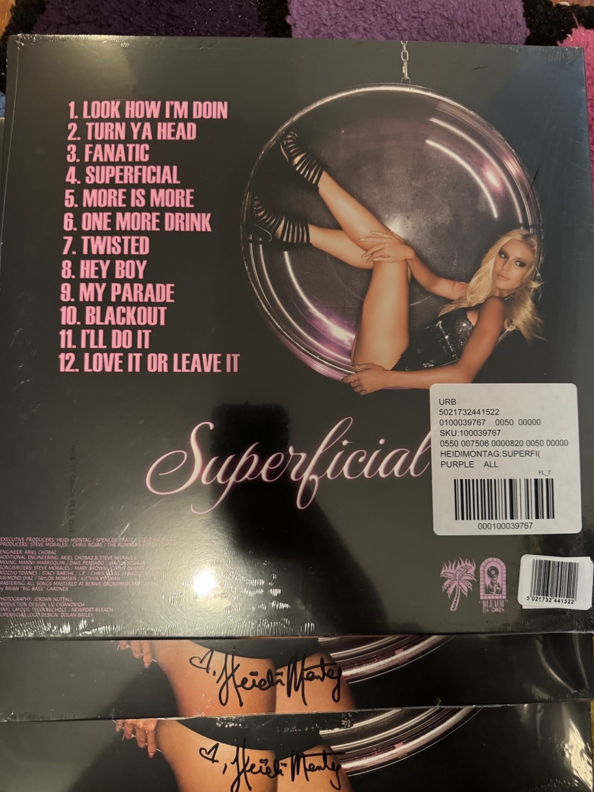 Heidi Montag Superficial Urban Outfitters Vinyl Signed Cover Magenta Glitter