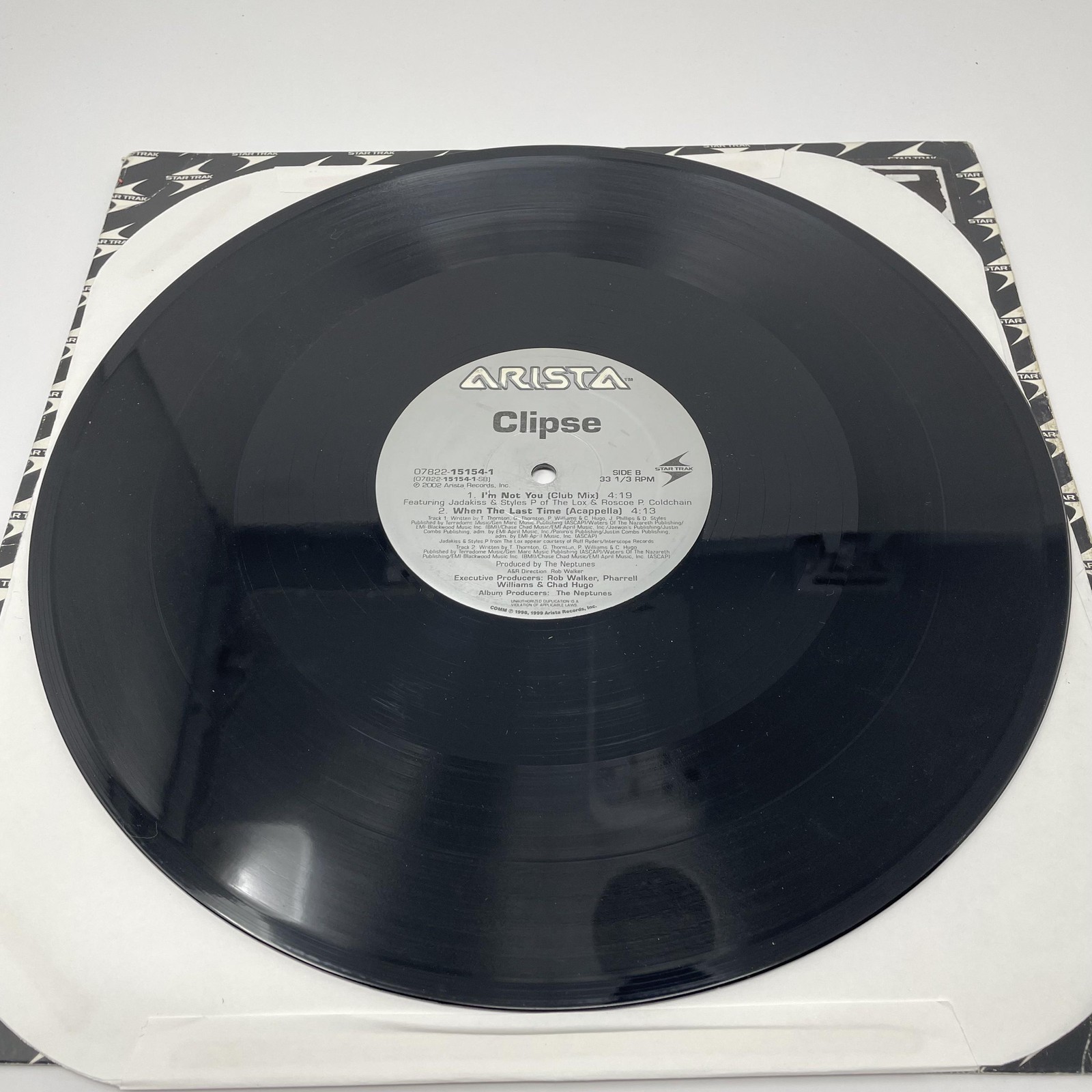 Clipse Vinyl 12″ Single When The Last Time Hip Hop Rap Arista 2002 Neptunes