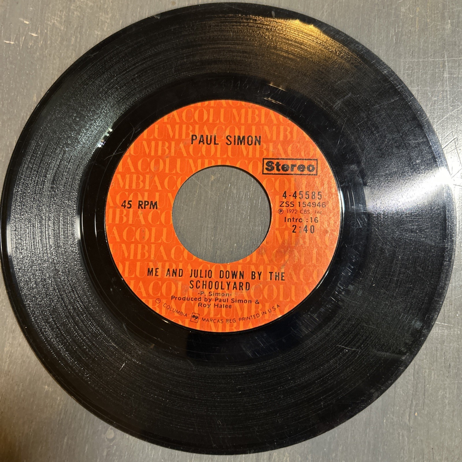 Paul Simon Me And Julio Down by the Schoolyard/Congratulations 45 Vintage vinyl