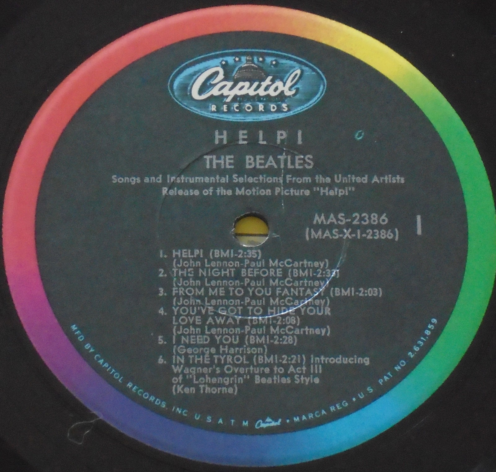BEATLES, Help! MONO USA 1st pressing Excellent- LP FREE SHIPPING