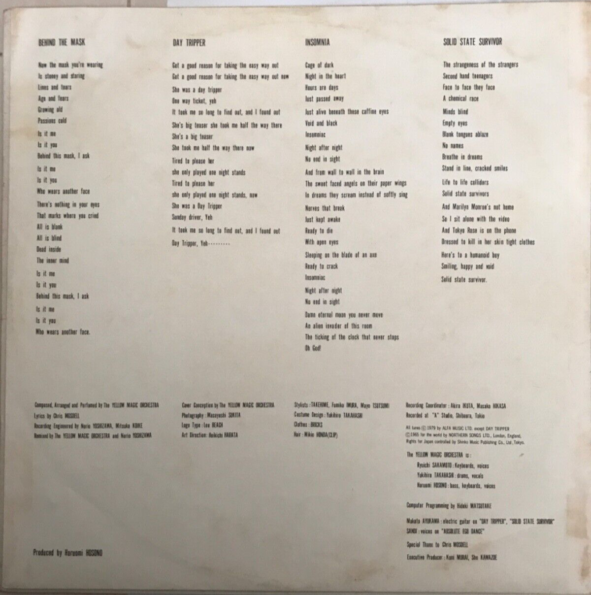 FIRST EDITION !! YMO Yellow Magic Orchestra Solid State Survivor Japan Vinyl LP