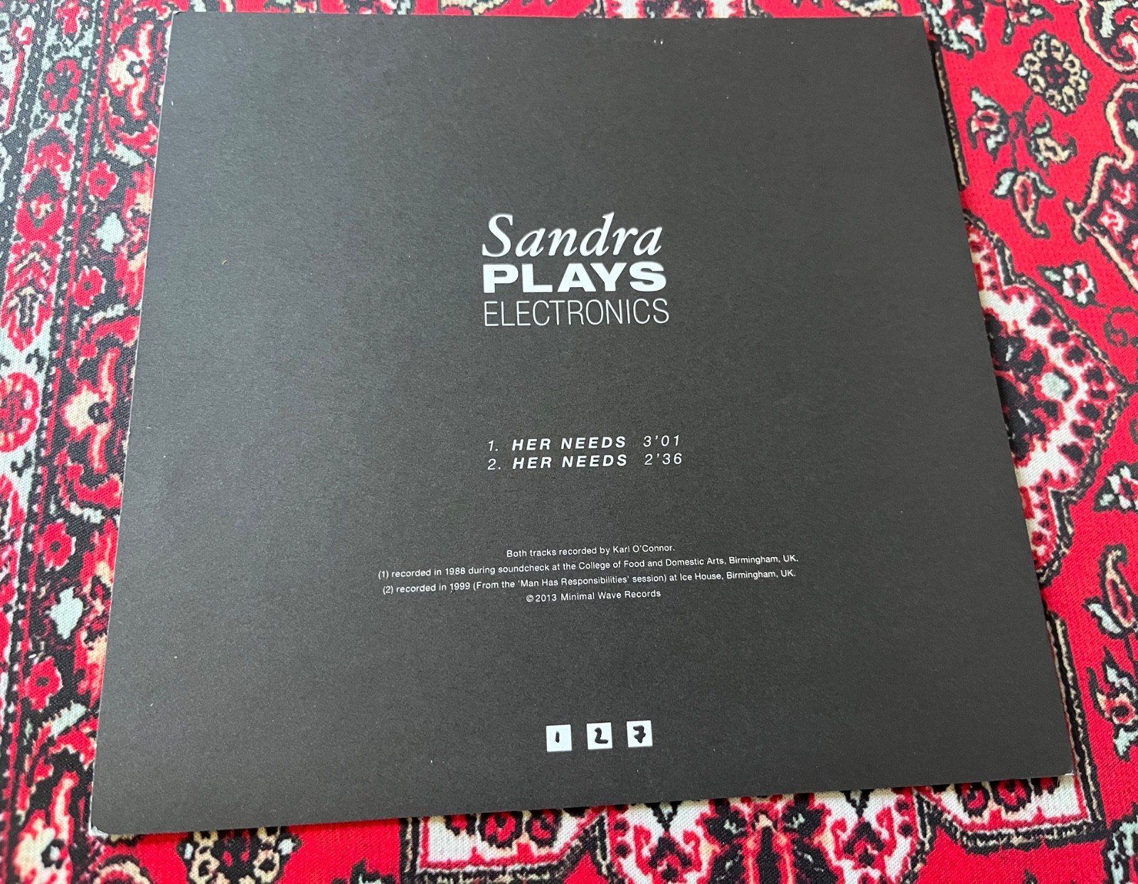 Sandra Plays Electronics – Her Needs 7″ new clear vinyl Minimal Wave