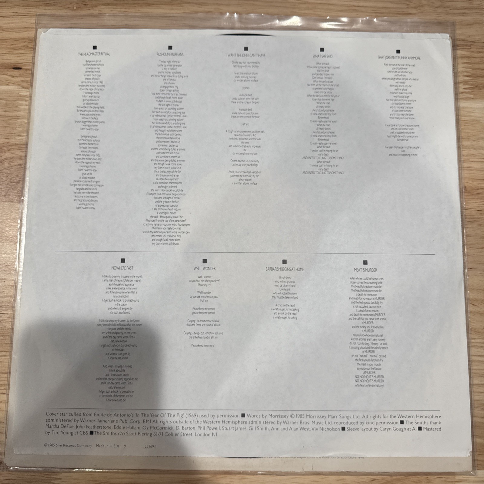 The Smiths Meat Is Murder Rough Trade Sire LP Vinyl Record