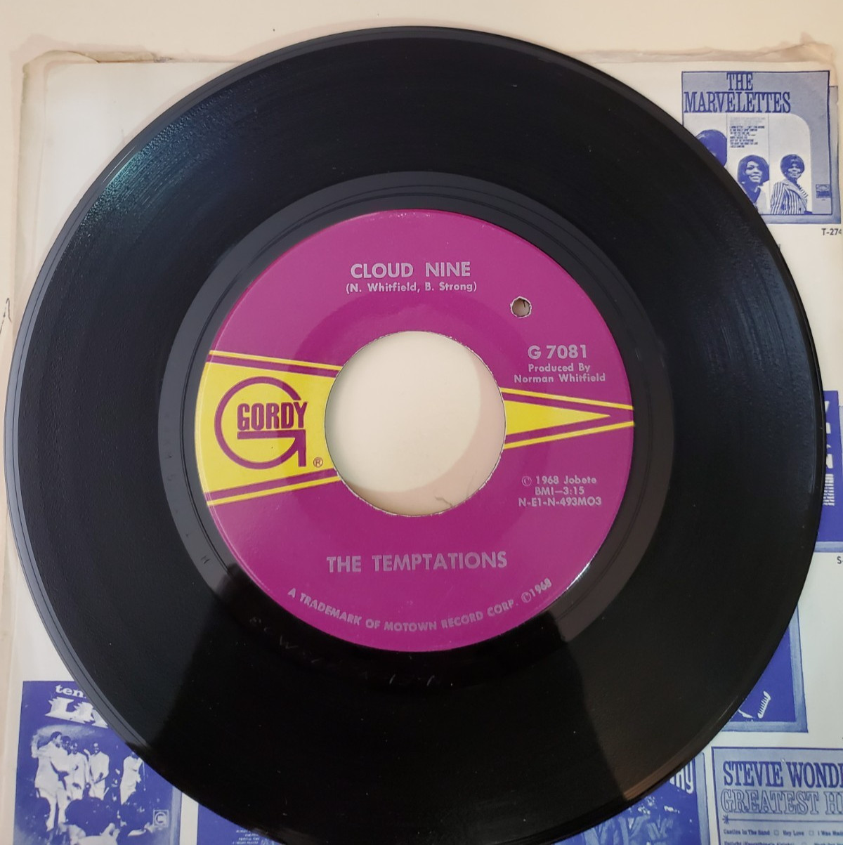 Temptations CLOUD NINE (SOUL 45) #7063 PLAYS VG+ TO VG++