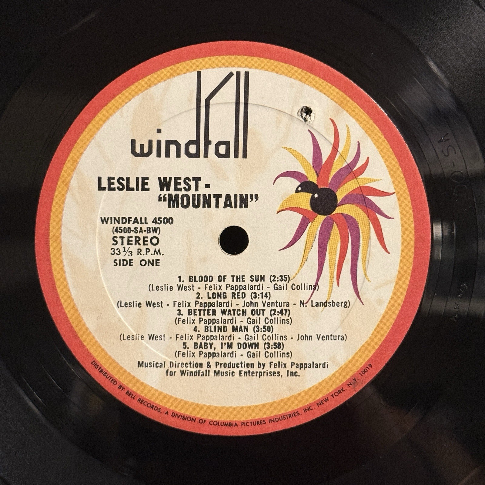 LESLIE WEST Mountain 1969 Windfall 1st Press BOB LUDWIG (RL SS) 4500 VG+