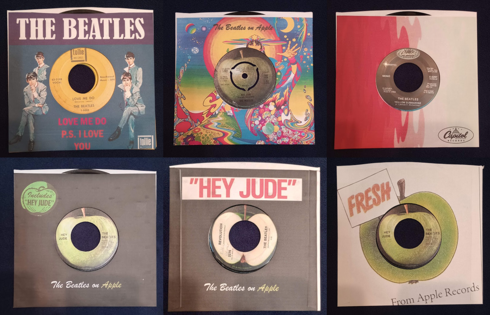 Beatles Apple/Fool/Tollie Fantasy 45 Company Sleeves! Five Pack(You Pick Design)