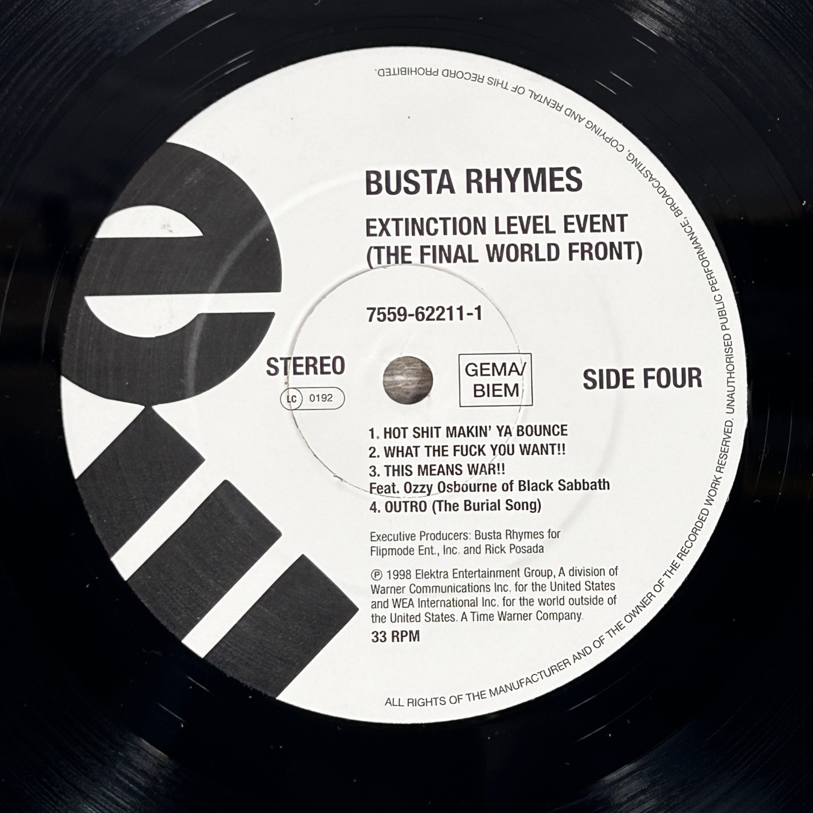 Busta Rhymes – Extinction Level Event – The Final World Front – 12″ 1998 OG VG+