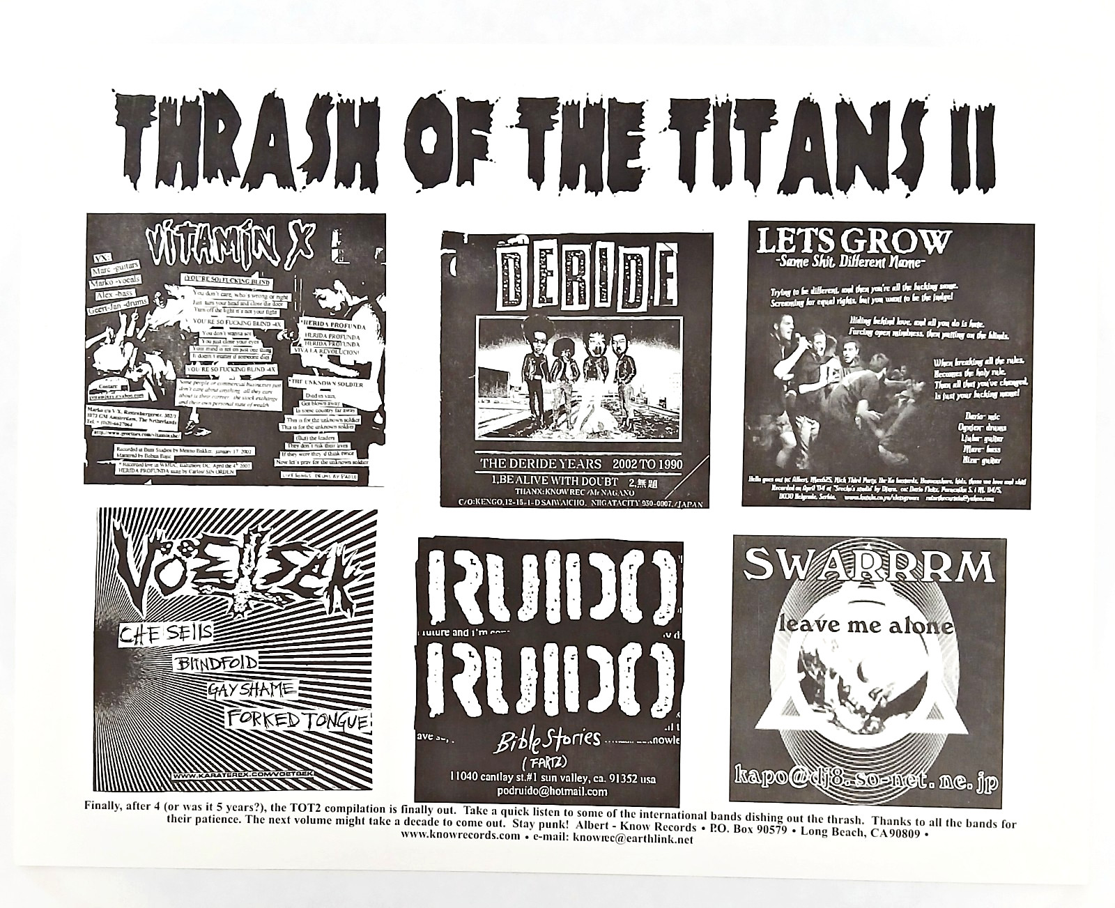 Thrash Of The Titans II – VA – 2005 Marbled Vinyl LP (insert) – Punk / Grindcore