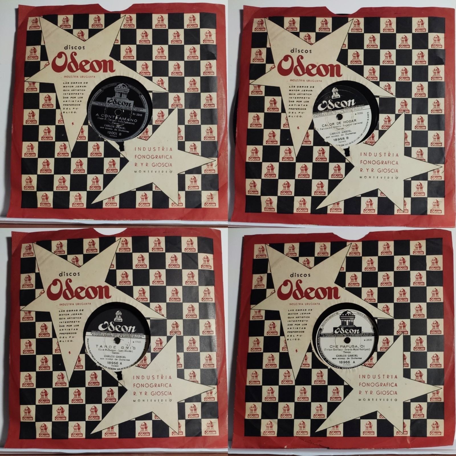 Carlos Gardel Lot 4 Odeon Tango Che Papusa Muneca Brava Tarde Gris Shellac 78rpm