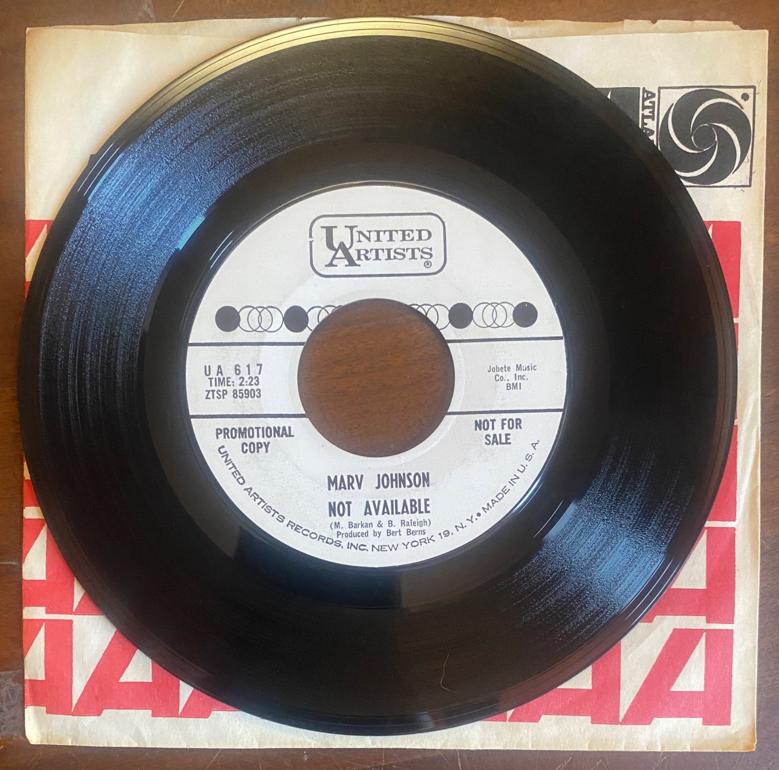 Marv Johnson – Come On and Stop / Not Available – 1963 soul promo 45