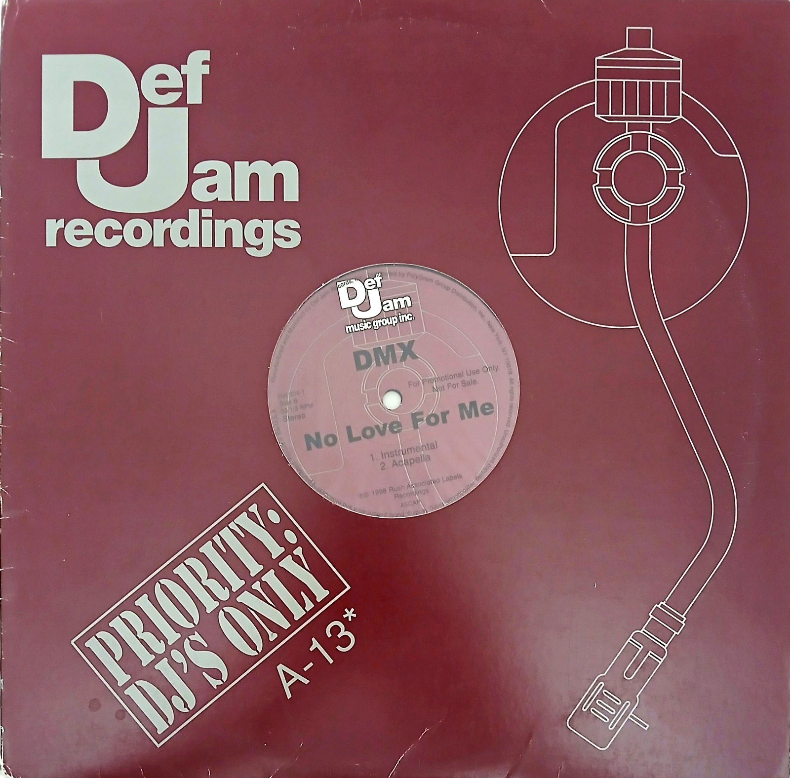 DMX – No Love For Me – 1998 Vinyl 12″ Maxi-Single – Hip Hop / Gangsta