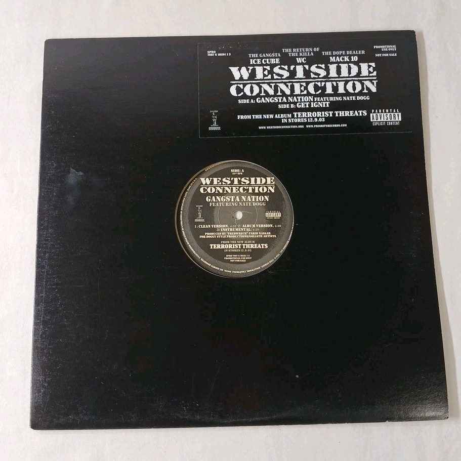 Westside Connection Gangsta Nation 12″ Vinyl Record Single 2003 Priority Promo