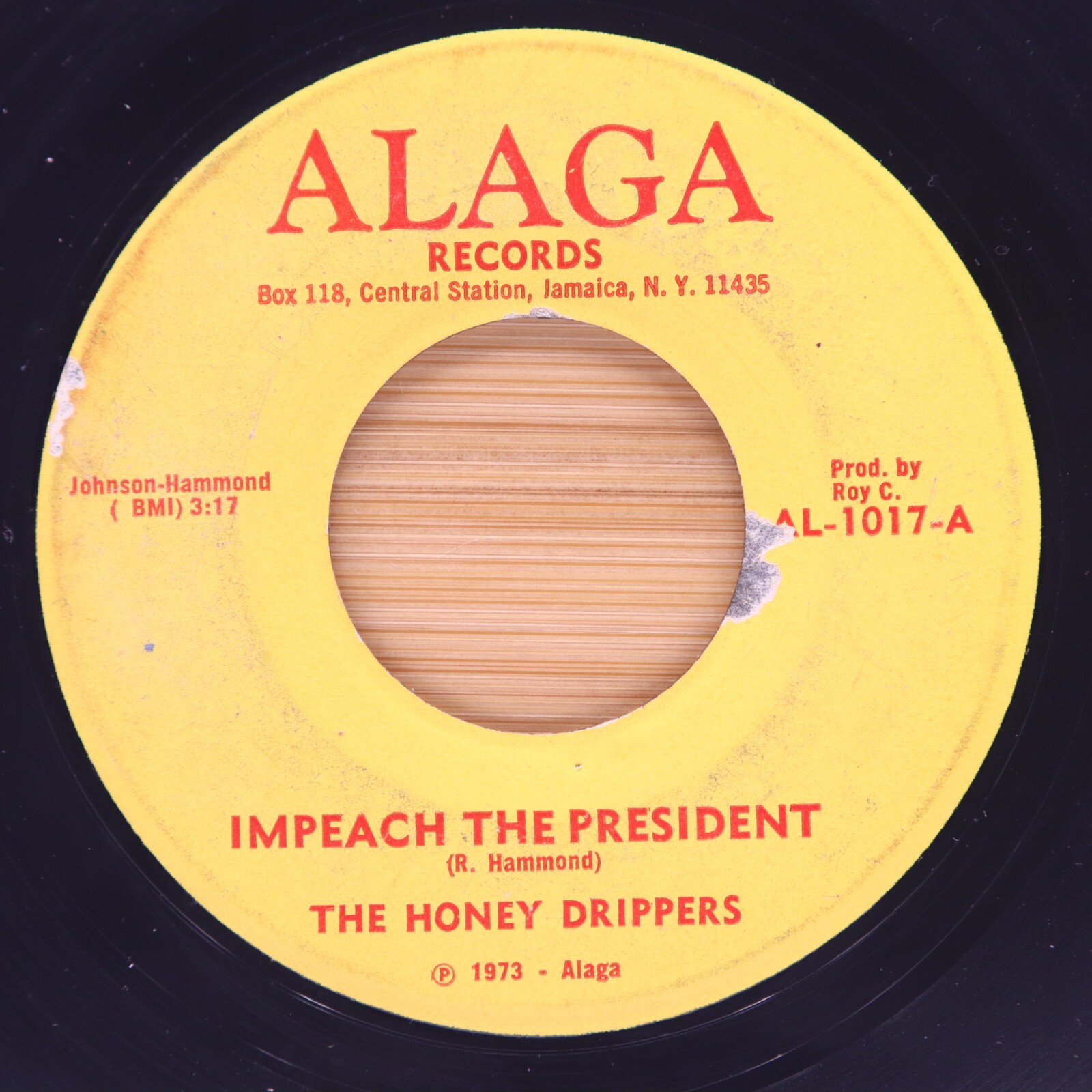 THE HONEY DRIPPERS – IMPEACH THE PRESIDENT / ROY C’S THEME SONG – SOUL 45 *HEAR*
