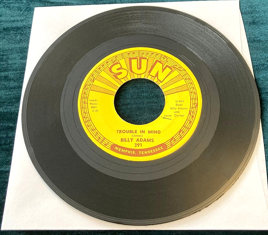 Billy Adams: Trouble in Mind/Lookin’ for My… 45 SUN 391 rockabilly VG+