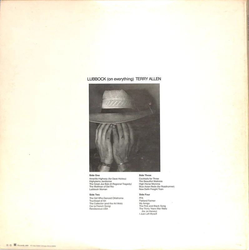 Terry Allen Lubbock On Everything 1979 Fate Records 2LP Vinyl VG+